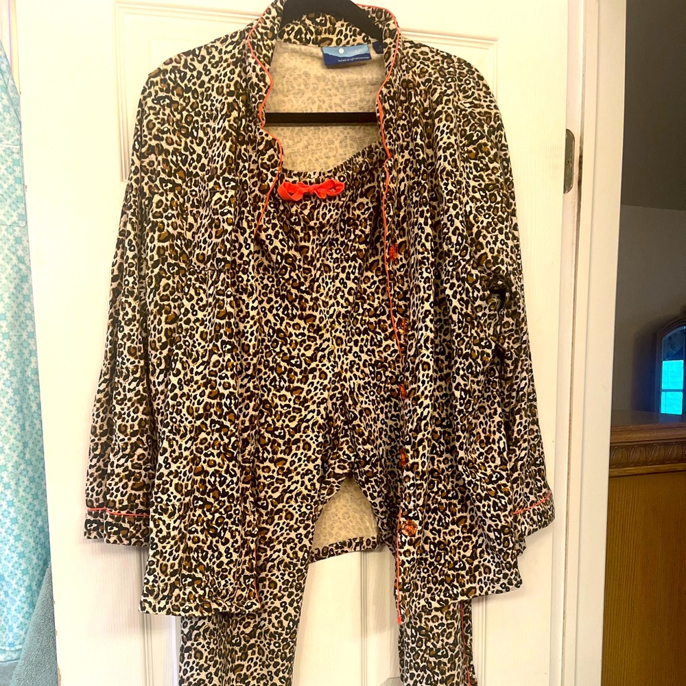 2 piece adorable Northern Nights Pajama set, size 1x cheeta style